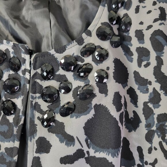 Cato Woman Blazer 18/20W Black White Animal Print Studded Open Front Plus Size - Picture 4 of 11